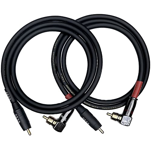 CNCESS CESS-167-3f RCA Right Angle to Straight Type Male to Male Preamp Jumpers Patch Cable, 2 Pack (3 Feet) - size: 3 Feet