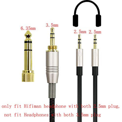 Replacement Cable Compatible with Hifiman HE400S, HE-400I, HE-400i（Dual 2.5mm Port）, HE560, HE-350, HE1000, HE1000 V2 Headphone 3.5mm / 6.35mm to Dual 2.5mm Jack Male Cord 3meter/9ft - size: with Dual 2.5mm male