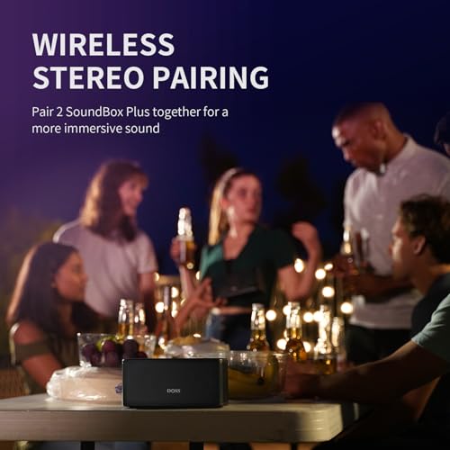 DOSS SoundBox Plus Portable Bluetooth Speaker with 16W Stereo Sound-White | Rich bass, 20H Playtime, Wireless Stereo Pairing, Hands-free Calls, Bluetooth 5.0, For Home, Office, Dorm, Camping, Backyard - color: White