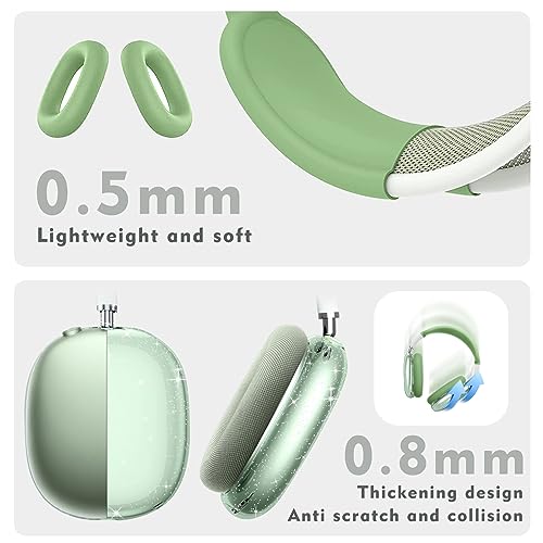 for AirPods Max case Cover,Anti-Scratch Ear Pad Case Cover/Ear Cups Cover/Headband Cover for AirPods Max. Clear Soft TPU and Silicone,Skin Scratch Proof. - color: 3PC-Glitter Green
