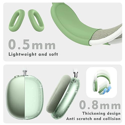 for AirPods Max case Cover,Anti-Scratch Ear Pad Case Cover/Ear Cups Cover/Headband Cover for AirPods Max. Clear Soft TPU and Silicone,Skin Scratch Proof. - color: 3PC-Glitter Green