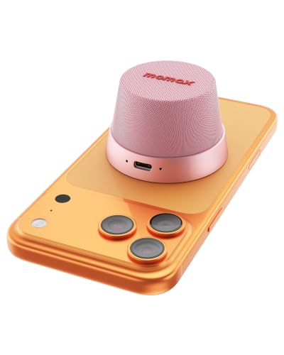 MOMAX Magnetic Portable Wireless Speaker, Enhanced Bass & Clear Sound | IPX6 Waterproof with Aluminum Alloy Design & 12H Playtime for Travel, Shower, Kitchen & More - color: Sakura Pink