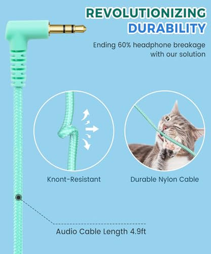 UKELALA C3 Kids Headphones Wired, On-Ear Wired Head Phones for Boys Girls with 3.5mm Jack, Foldable, Adjustable Headband, Child Headphone for School Home Airplane Tablet Teal - color: Teal