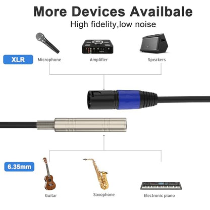1/4“(6.35 mm) Female to XLR Male 3-Pin Socket Audio Cord, 1.1 Foot, 2 Packs, 6.35mm TRS/TS to XLR Male Adapter, High-Purity 4N OFC Conductors, for Audio Electronic Devices - size: 1.1 foot, style: 1/4 female to XLR male