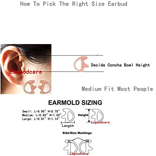 Lsgoodcare Replacement Earmold Earbud (Left and Right Ear) for Two Way Radio Acoustic Coil Tube Earpiece - Open Ear Insert Silicone Earmould Earbuds Pink Large, 10 Pairs, (Large, Pink) - color: Pink, size: large