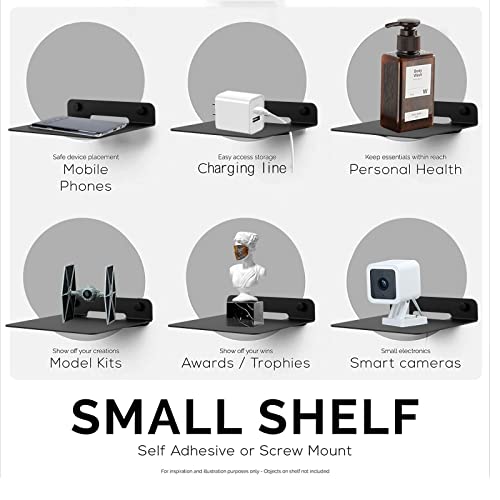 Small Shelf for Wall, Metal Floating Shelf for Bluetooth Speakers, 2 Pack, - size: 6.1 x 5.12 inch