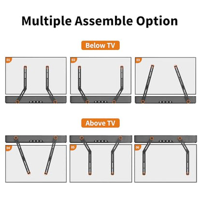 XINLEI Universal Sound Bar Mounts with Detachable Long Extension Plates Fits Most 23 to 65 Inch TVs Soundbar TV Mount Bracket Above or Under TV, up to 22 lbs SBR303 - color: SBR303