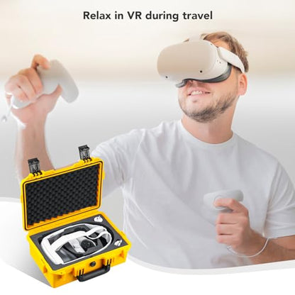 Lykus Titan OQ200 Waterproof Hard Case for Quest 3S/3 and Elite Head Strap | CASE ONLY,Fits Stock and Official Elite Head Strap,IP67 Waterproof,Shockproof,CNC Cut Premium Foam - color: Yellow