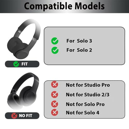 Adhiper Solo3 Ear Pads & Ear Covers & Headband Cover for Beats Solo 3 & Solo 2 Wireless Headphones, Protein Leather Solo3 Earpad Replacement Accessories Silicone Sweat Covers - Black - color: Black