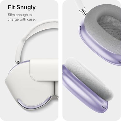 MOLOPPO Transparent Purple Case for AirPods Max 2/1 | Soft TPU, Protective, Anti-Scratch, Slim Fit Design, Multi-Gen, USB-C, Lightning - color: C-Transparent Purple