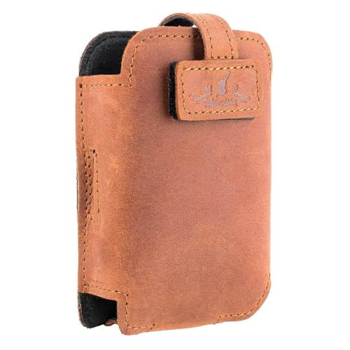 Euphonium Wireless Microphone Clip-On Pouch. Genuine Leather Bodypack Holder w. Secure hook & loop Straps - color: Cognac, size: Euphonium