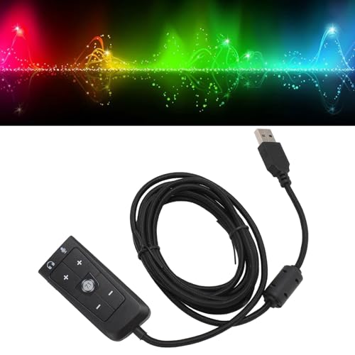 USB to 3.5mm Jack Audio Adapter, External USB Sound Card with Volume Control, Virtual 7.1 Surround Sound, USB Adapter for Cloud II Gaming Headset, Compatible with PC