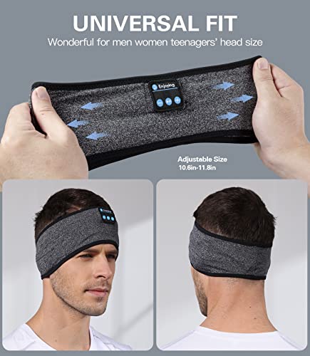 Enjoying Sleep Headband, Bluetooth Headphones for Sleeping with Noise Cancelling, Thin Speakers, 1 Count, Black&Grey, Hairband, Unisex, for Sleep, Workout, Yoga, Travel, Insomnia, Leisure