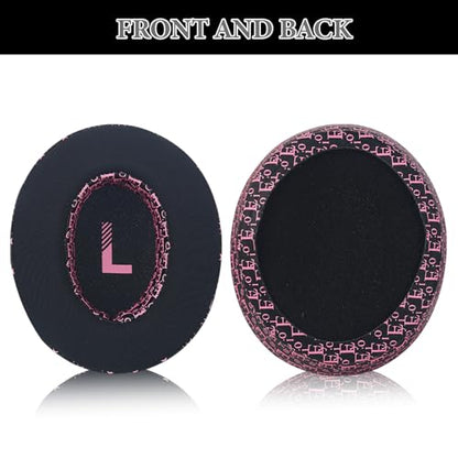 Aiivioll WH-CH710N Ear Pads Compatible with Sony WH-CH700N, WH-CH710N, WH-CH720N, ZX770BN Headphones Earpads with Ice Silk Cloth Ice Feel Gel and Memory Foam Ear Cushions (Black Pink/Print) - color: Black Pink/Print