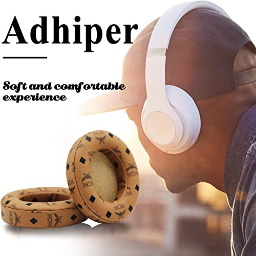 Replacement Ear Pads Protein PU Leather Ear Cushion Compatible with Beats by Dr.Dre Studio 2.0 Studio 3 B0500 B0501 Wired Wireless Over-Ear Headphones (Floral Brown) - color: Floral Brown