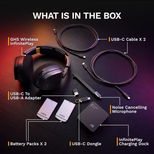 GLORIOUS GHS Wireless InfinitePlay - Gaming Headset - PC, PS5, PS4 - Black - color: Black, size: One Size - GHS Wireless