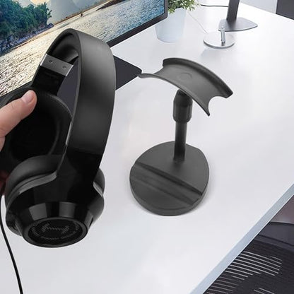 Desktop Headphone Stand, Universal Headphone Holder with Phone Holder,Anti-Slip Base, for Desk, Office, Home Headphones Support Accessory (Black) - color: Black