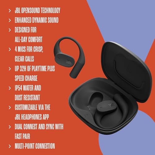 JBL Sense Lite Open Ear Earbuds, True Wireless, Ear Hook Fit - Purple | Water Resistant Sports And Workout Headphones, Up To 8 Hrs Playtime, Clear Calls With Noise Reduction - color: Purple