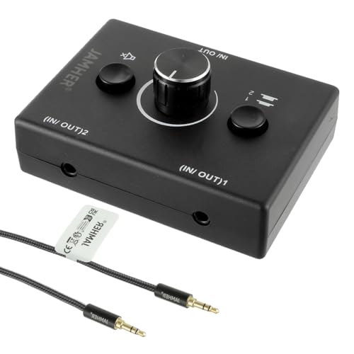 2 Ports 3.5mm Stereo Audio Switch Audio Switcher Passive Speaker Headphone Manual Selector Splitter Box Audio Sharing for CD Player LaptopHeadphone with 0.5M Audio Cable(1in-2out/2in-1out) - size: 2 Port