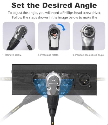 2Ft Right Angle 3Pin XLR Female to Dual 3Pin XLR Male Y Splitter 1 Female to 2 Male Audiao Cable, Mixer, Microphone,Amplifier Y Splitter Cable - color: Right Angle XLR 1 Female to 2 Male, size: 2Ft*1Pack