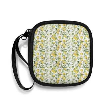 Portable Wireless Headphone Case, Lemon Print Earphone Storage Bag Carrying Case, Earbud Holder with Handle Headphone Bag Travel - color: Lemon Print
