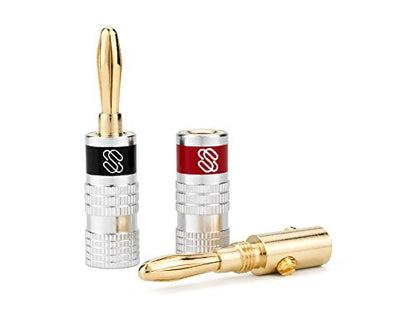 Sewell Silverback Banana Plugs, 6 Pairs Gold Plated Speaker Connectors | 24k Gold, Dual Screw Lock - size: 6 Pair (12 plugs)