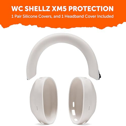 WC ShellZ XM5 - Exterior Shell & Headband Covers for Sony WH1000XM5 | Made by Wicked Cushions | Protective, Made with Premium Silicone | Silver - color: Silver