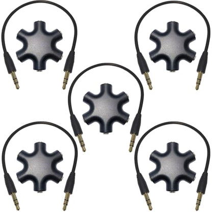 5-Jack Audio Headphone Jack Splitter 5 Way for 3.5mm Devices Multi Earphone Aux Splitter Adaptor 5 Ports Female Connector Adapter (5 Packs) - size: 5 packs