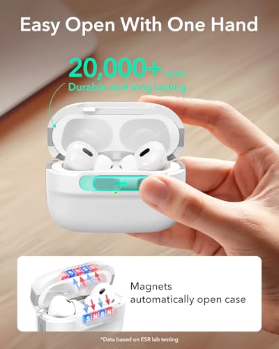 ESR for AirPods Pro 2 Case (2023/2022/2019), Compatible with MagSafe, White | Compatible with Airpods Pro (USB-C/Lightning Cable), Magnetic Lid, Full Drop Protection Cover with Lanyard - color: White, size: Airpods Pro 2&1 Case