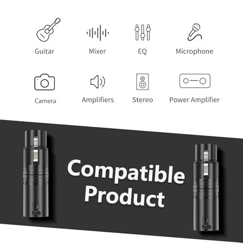 3Pin XLR Male to Female Adapter, Black Painted zinc Alloy Shell,for Mic,Amplifier, Mixer XLR 3-Pin Audio Connectors DMX 512 Adapter-2Pack - color: XLR Male to Female