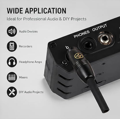 3.5mm 1/8" Locking Connector Retractable Gold Plated Microphone Connection Small Three Pin Audio Plug Ideal for Secure and Stable Audio Performance (5PCS)