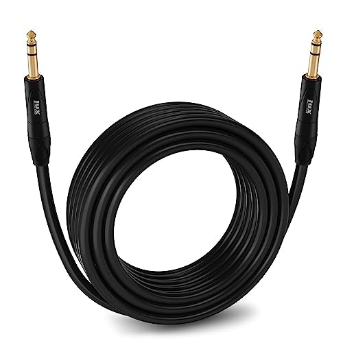 LyxPro ¼" TRS to ¼ TRS Balanced Audio Cable, Superior Signal Transfer, Crystal Clear High Frequency, Noiseless, Durable & Flexible Patch Cable, Professional Grade Heavy Duty, 50 feet Male to Male - size: 50 Feet