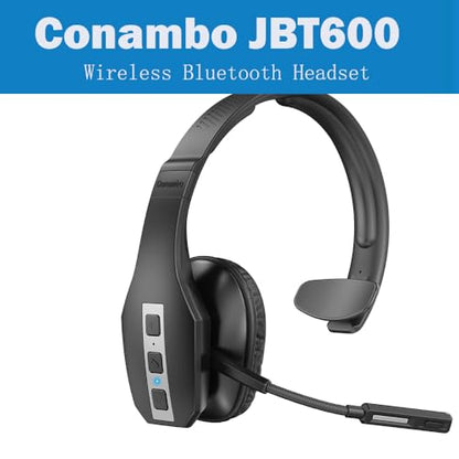 Conambo Trucker Bluetooth Headset with CVC8.0 Three Microphone Noise Cancelling 35Hrs HD Talktime Wireless Handsfree Headset with Mute Button for Driver Office