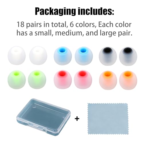 Earbud Replacement Tips Silicone Earbud Tips Ear Bud Covers Fit Most in-Ear Earbuds(Inner Hole 3.8mm -5.1mm) Headphone Ear Tips 18 Pairs S M L - color: multicolour/02
