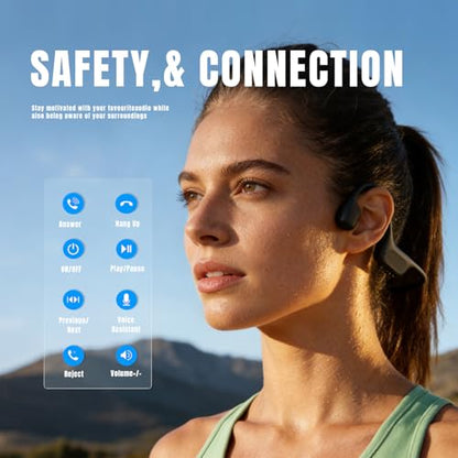 Bone Conduction Headphones, Open Ear Sports Headphones with MP3 Player | Hybrid Air & Bone Conduction Audio, IP68 waterproof, 32GB Bluetooth 6.0, 25g lightweight design for running cycling workouts