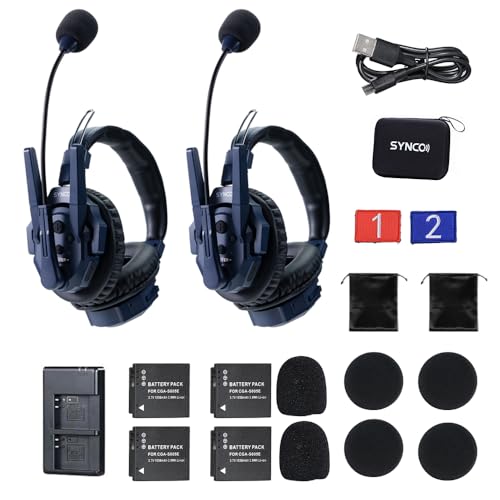 SYNCO XTALK Master Dual-Ear 2 Users Wireless Intercom Headset System | Telephone Headsets Communication System Random Master Device 2.4GHz Full Duplex 500 M/1640 FT Real-time Monitoring - size: 2 pcs