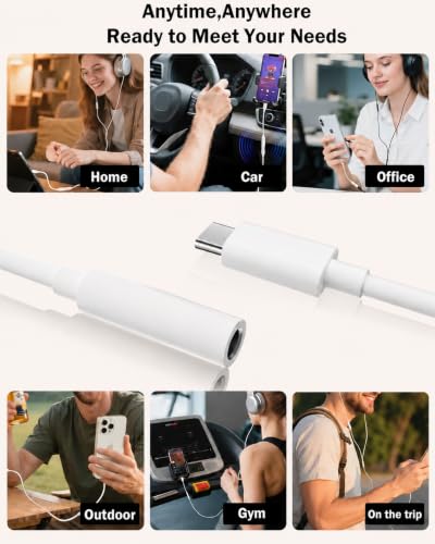 [Apple MFi Certified] Apple USB C to 3.5mm Headphone Jack Adapter | Hi-Res DAC Delivers Clear Audio; Compatible with iPhone 17/16/15 Pro/Max, iPad, Galaxy, Cars and USB-C Devices; White 2-Pack. - size: 2 Pack