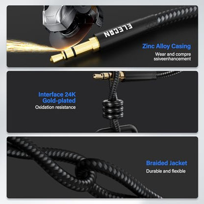 Headphone Extension Cable 2 Ft/2 Pack, 1/8 Inch 3.5 MM AUX Cord Wire Male to Female, Hi-Fi Sound Thin&Slim Braided TRS Stereo Audio Beats Cable Extender for Car,Home Stereos, Speaker,Phones - size: 2FT-2PK