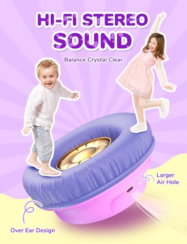 iClever BTH18 Kids Bluetooth Headphones LED Lights for Toddler Boys Girls | SafeSound Tech, 43H Playtime Stereo Sound, USB C Charging AUX Cable, Over Ear Kids Headphones Wireless for iPad/Tablet/Travel - color: B-Blue/Pink