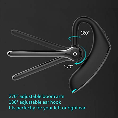 AYI Bluetooth Earpiece Headphone Dual Noise Cancelling Mic Painless Open-Ear Handsfree Stereo Sound Left/Right Changeable Earhook Earphones for Driving/Business/Gym-Single Ear Headset F910 Black - color: Single Ear Headset F910 Black