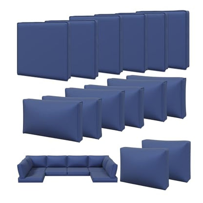 Aoxun Waterproof Cushion Covers for Outdoor Furniture 14PCS, Covers Only - color: Navy