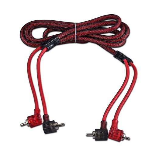 DS18 R6.L 100% Oxygen Free Copper OFC Ultra Flex 2-Channel RCA with 90 Degree Ends - Dual Twist Wire Noise Reducing Audio Cable for Amplifiers, Subwoofers, Speakers - 6 FT