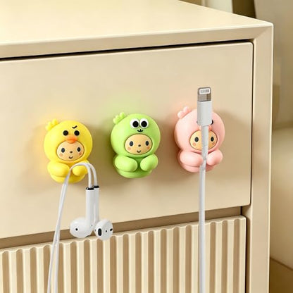 6pcs Cute Cartoon Cable Clips Adorable Chicken Pig Frog Cable Organizer Phone Charger Wire Nightstand Desk Cable Management Cute Animal Wire Clips for Headphones Chargers USB Cables