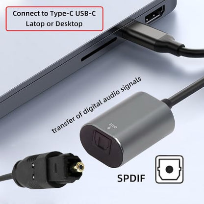 xiwai USB-C Input to SPDIF Toslink Optical Audio Jack Opt Type-C Male to Digital Optical Fiber Optic Sound Interface Female Adapter Wire for Desktop Laptop 20cm - style: Type-C to Toslink Female