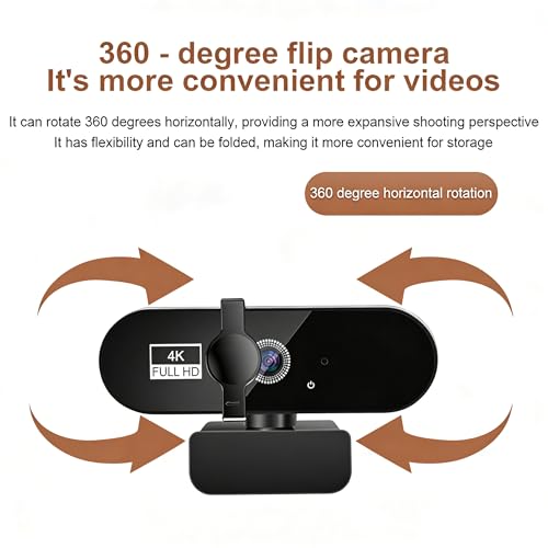 4k Webcam for PC with Microphone, Computer Camera with Noise Cancellation, Privacy Cover, 99° FOV, Plug & Play USB Webcam for Streaming, Conferencing, Zoom, Skype, Facetime, Laptop, PC, Skype
