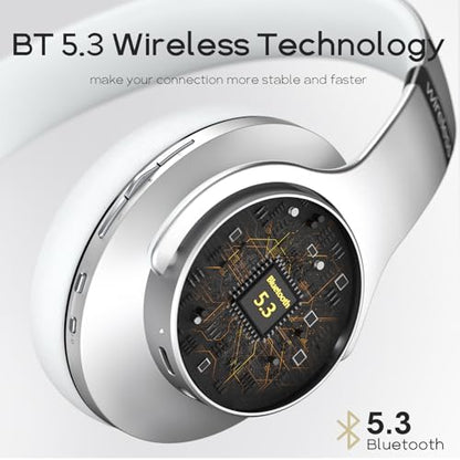 DOQAUS Bluetooth Headphones Over Ear, 90H Playtime, 3EQ Mode, with ENC Mic | Hifi Stereo Sound, Lightweight, Headphones Wireless with Soft Memory Foam Earpads, Deep Bass for Home Office Cellphone PC - color: Sliver