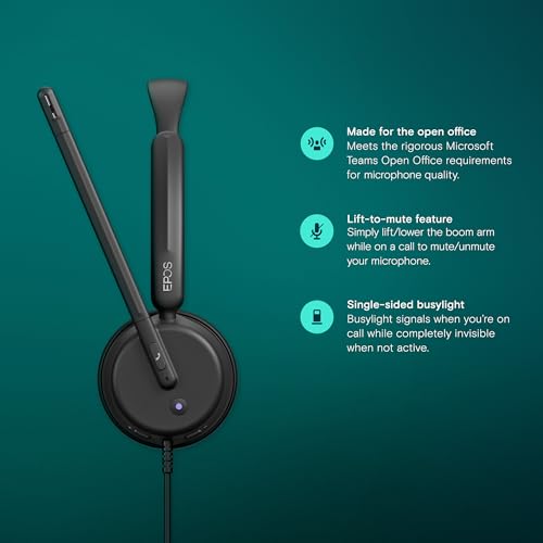 EPOS Impact 430T Mono USB C and USB A On-Ear Headset with Dual Noise-Canceling Mics, Microsoft Teams Certified, Plug-and-Play, Zoom Compatible, Ideal for Home Office & Business Calls - style: Mono, Team Certified