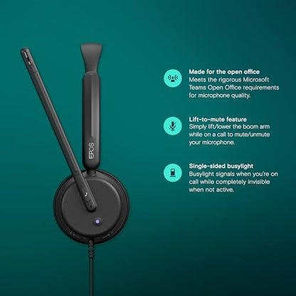 EPOS Impact 430T Mono USB C and USB A On-Ear Headset with Dual Noise-Canceling Mics, Microsoft Teams Certified, Plug-and-Play, Zoom Compatible, Ideal for Home Office & Business Calls - style: Mono, Team Certified
