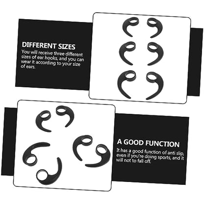 NUOBESTY 6Pcs Silicone Earphone Clip Hooks for Earbuds Slip Protective Earhooks Outdoor Sports Ear Wings in Black Large Medium Small Comfortable and Design