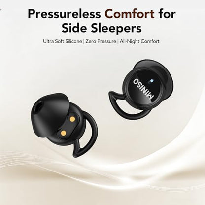 MINISO MS217 Sleep Earbuds, 4-1 Translation Earbuds with 165 Language & 8 Mode, Passive Noise Cancelling for Side Sleepers, Soft and Snug Fit, Stable Wireless Bluetooth 6.0 for Sleep, Work, Learn